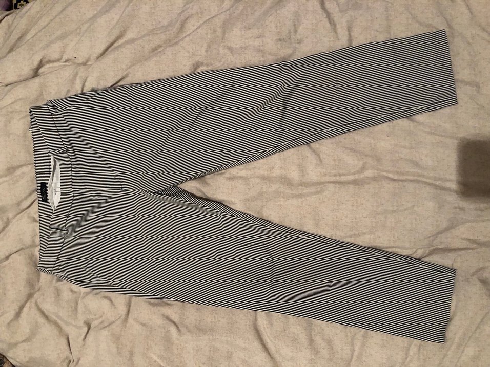 Gri Çizgili Kadın Kumaş Pantolon - Görsel 2