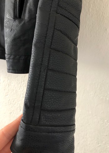 Siyah Deri Biker Ceket - Görsel 7