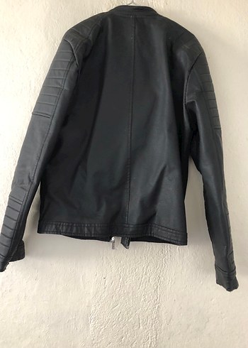 Siyah Deri Biker Ceket - Görsel 9