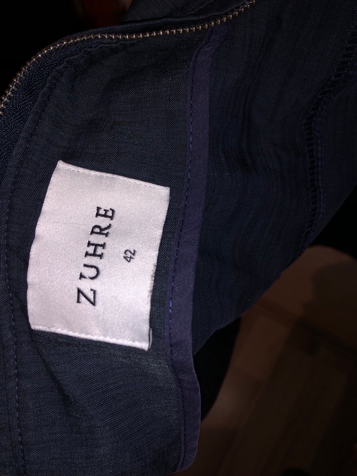 Lacivert Uzun Keten Kadın Kap - Görsel 3