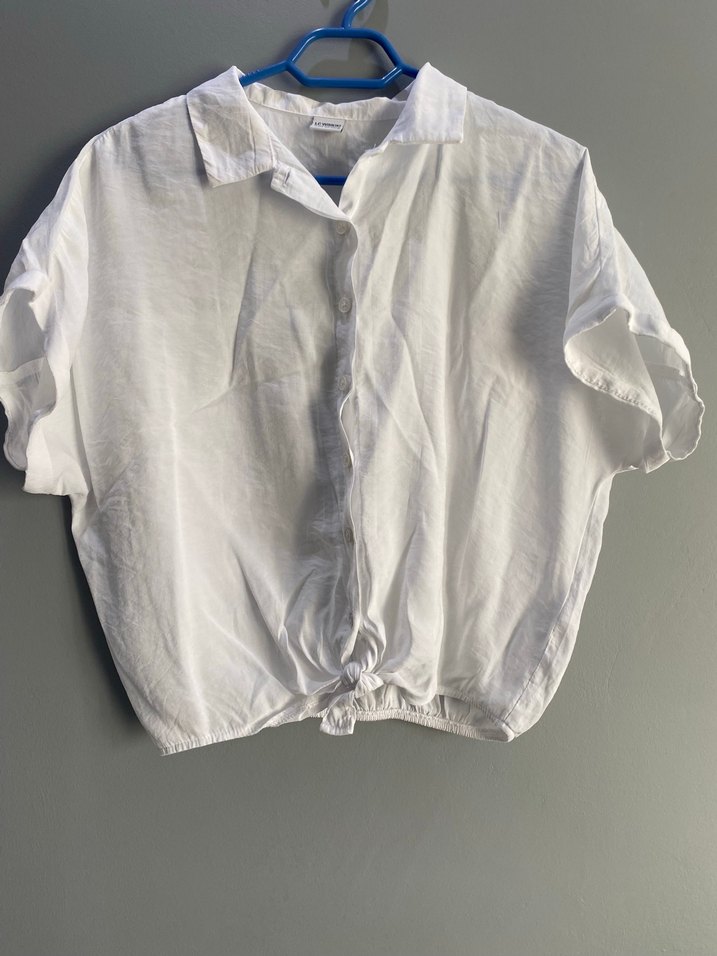 Çocuk Beyaz Keten Kısa Kollu Gömlek - Görsel 3