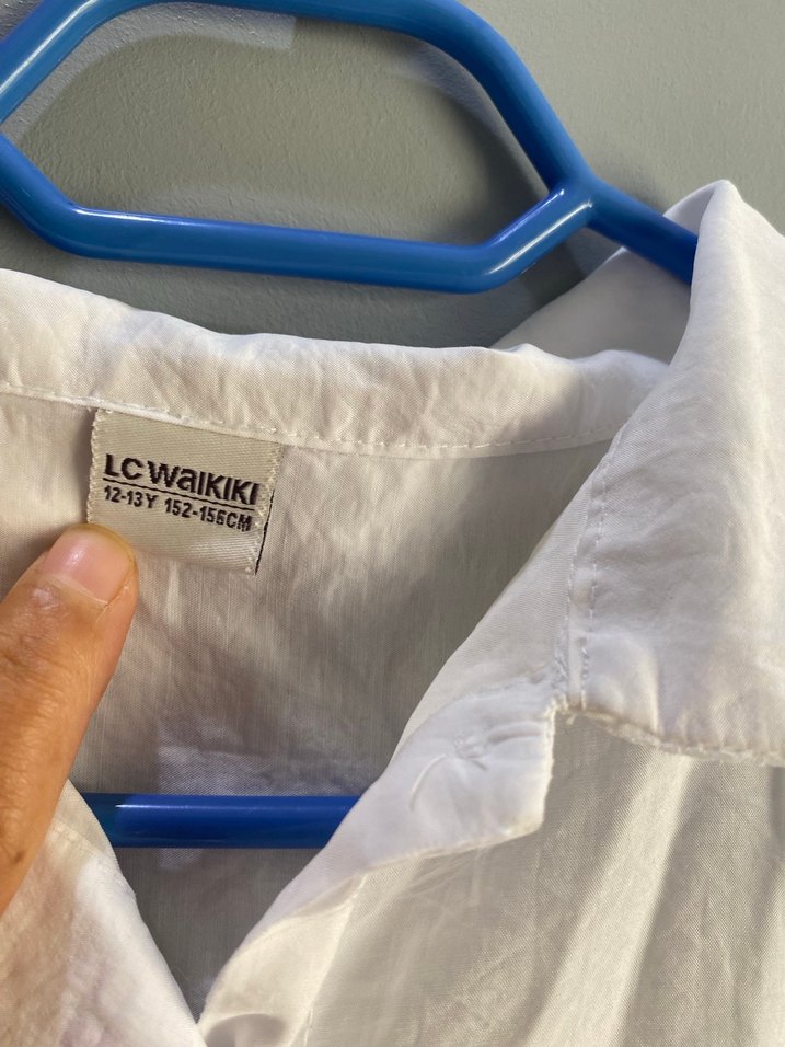 Çocuk Beyaz Keten Kısa Kollu Gömlek - Görsel 4