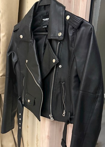 Pull&bear siyah deri ceket - Görsel 4