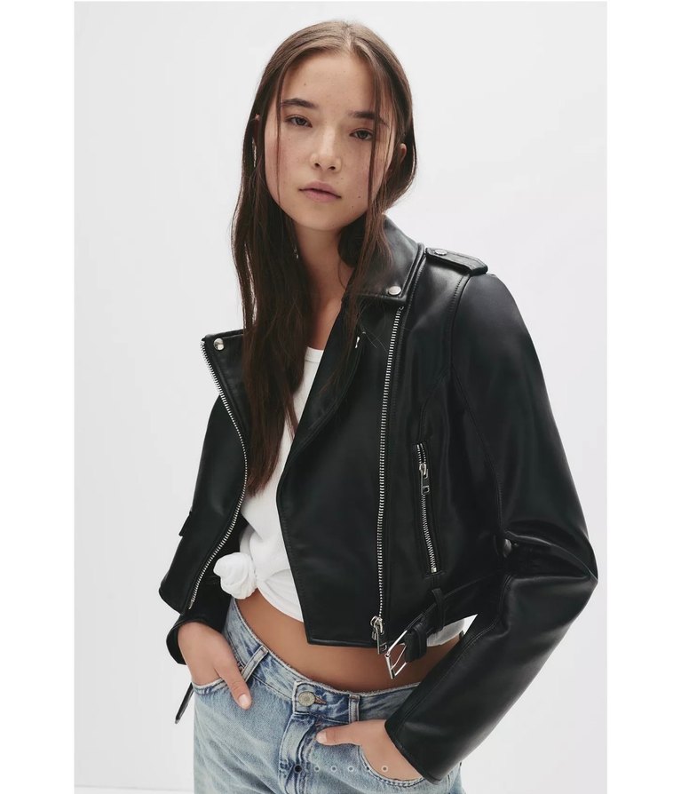 Pull&bear siyah deri ceket - Görsel 2