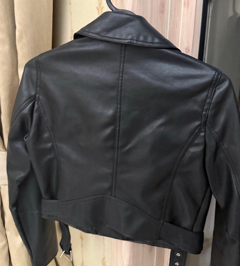 Pull&bear siyah deri ceket - Görsel 5