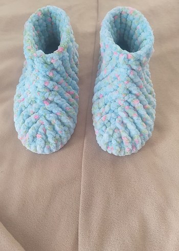 Kızlar için Örgü Bağcıklı Ev Terliği - Görsel 8