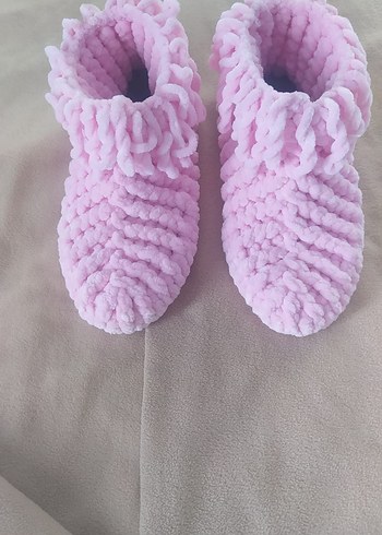 Kızlar için Örgü Bağcıklı Ev Terliği - Görsel 6