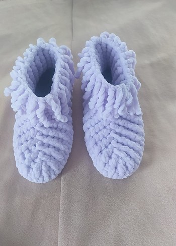 Kızlar için Örgü Bağcıklı Ev Terliği - Görsel 2