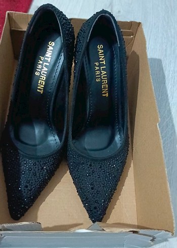 37 Beden siyah Renk Siyah Parlak Payetli Stiletto Topuklu Ayakkabı ysl marka