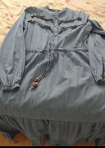 Diğer Düğmeli Uzun Denim Elbise