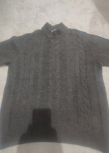 M beden Gri Örgü  Boğazlı Kazak - Görsel 8