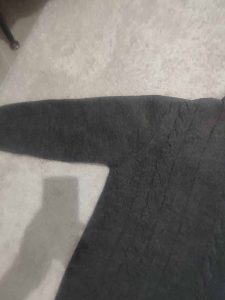 M beden Gri Örgü  Boğazlı Kazak - Görsel 5