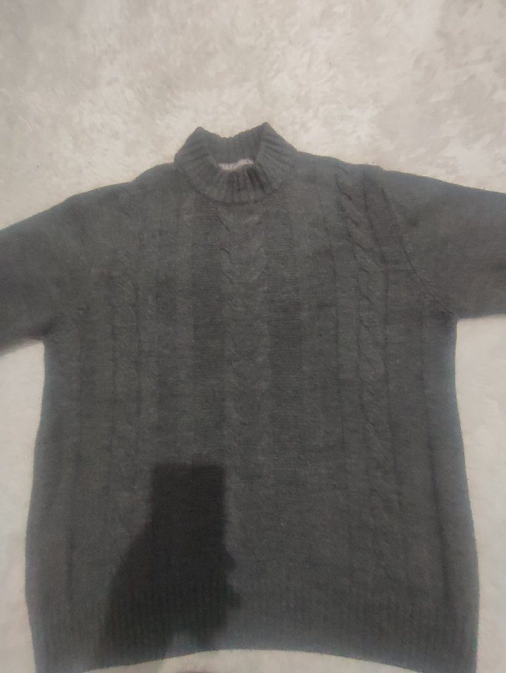 M beden Gri Örgü  Boğazlı Kazak - Görsel 4