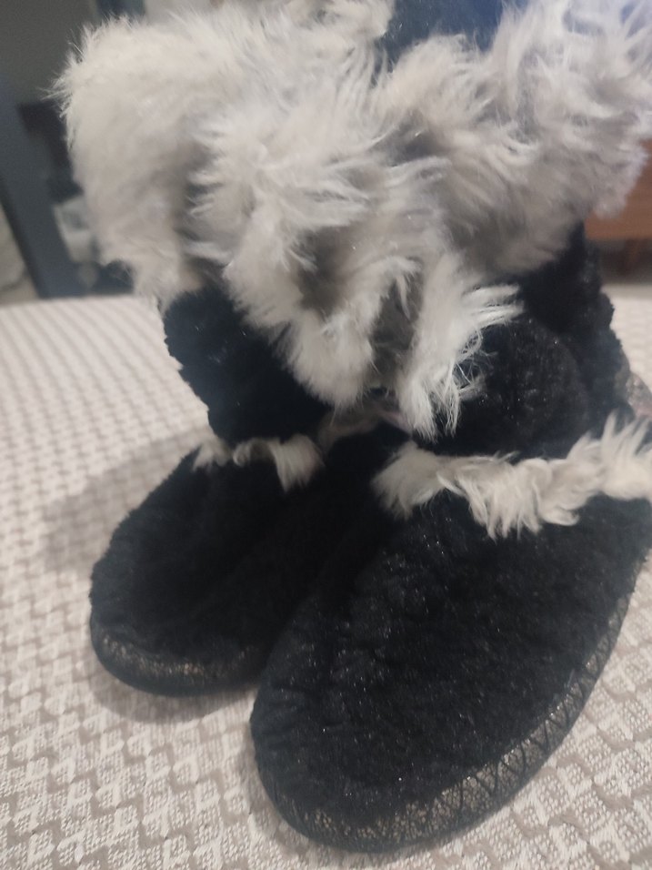 Kızlar için Gri Kürklü Yılan Desenli Sıcak Terlik - Görsel 2