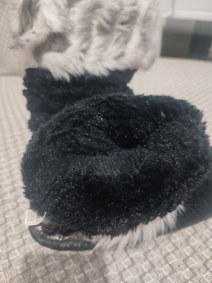 Kızlar için Gri Kürklü Yılan Desenli Sıcak Terlik - Görsel 5