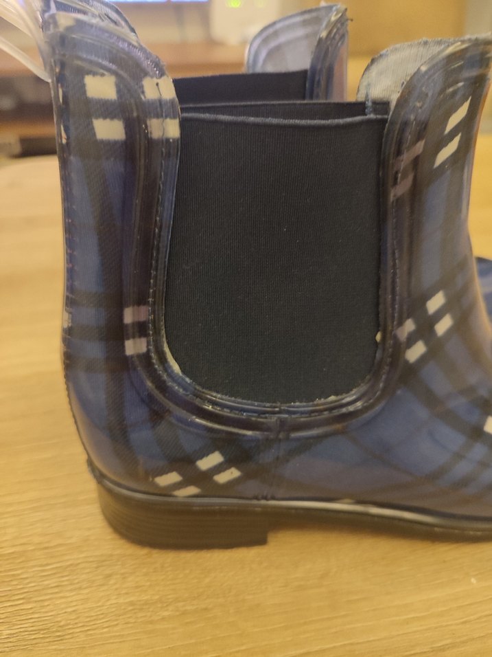 Mavi Kareli Parlak Kadın Botu 40 numara - Görsel 4