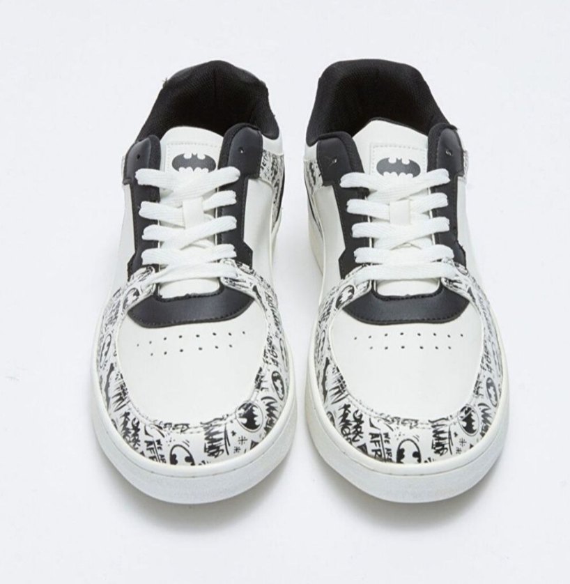 Baskılı Beyaz Siyah Spor Ayakkabı 44 numara - Görsel 4