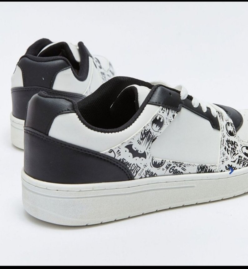 Baskılı Beyaz Siyah Spor Ayakkabı 44 numara - Görsel 2