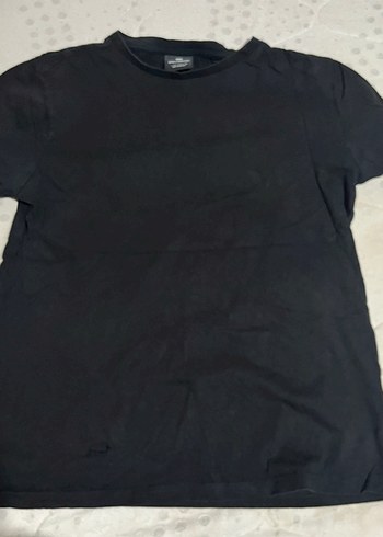 Pull and Bear Erkek Siyah Kısa Kollu Pamuklu Tişört