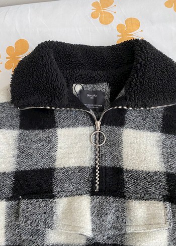 Bershka Gri Ekose Yumuşak Dokulu Kadın Ceket