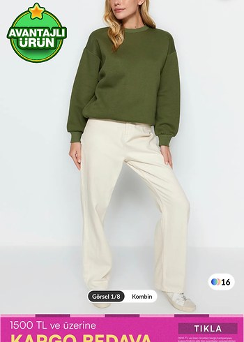 Kadın Haki Oversize Sweatshirt