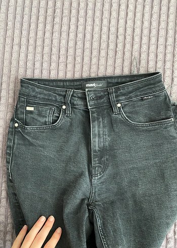 Gri Düğmeli Kadın Denim Pantolon - Görsel 2