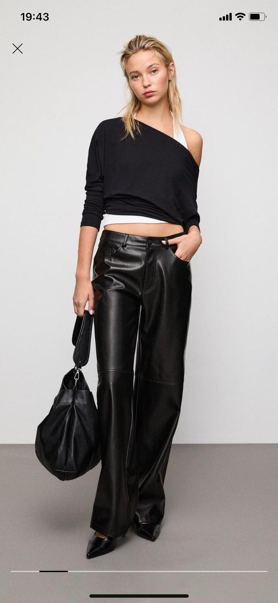 Siyah deri pantolon - Görsel 2