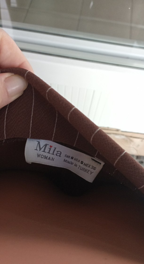 Kahverengi Pilili Kadın Kumaş Pantolon - Görsel 4