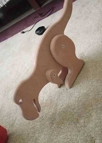 Pastel Bej Ahşap Dinozor Oyuncak - Görsel 4