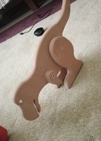 Pastel Bej Ahşap Dinozor Oyuncak - Görsel 3