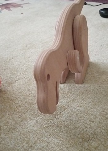 Pastel Bej Ahşap Dinozor Oyuncak - Görsel 2