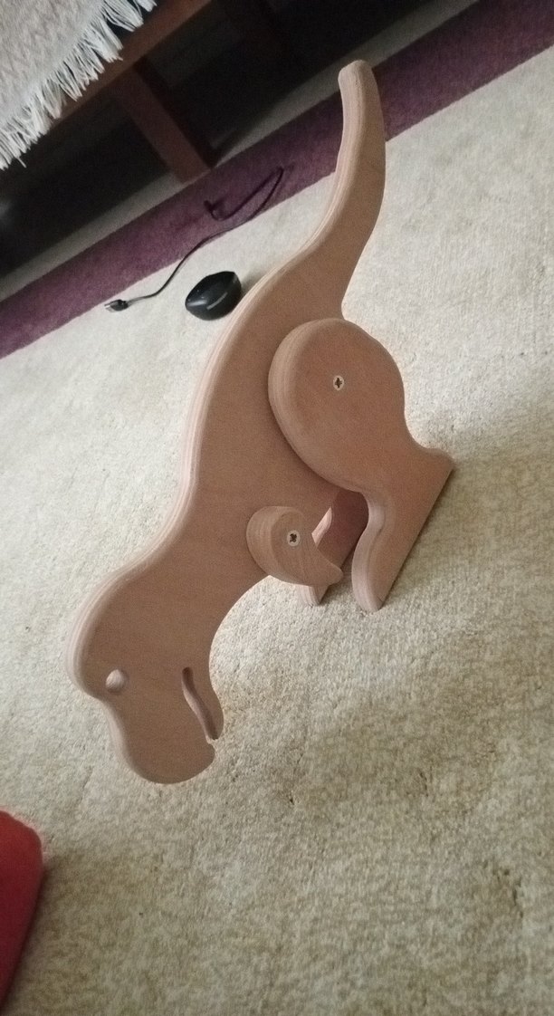 Pastel Bej Ahşap Dinozor Oyuncak - Görsel 3