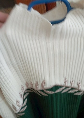 Bohem Tarzı Yeşil Triko Uzun Elbise - Görsel 7