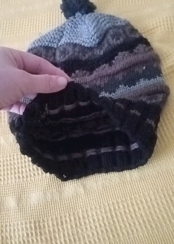 Bohem Tarz Kadın Gri Örgü Bere - Görsel 4