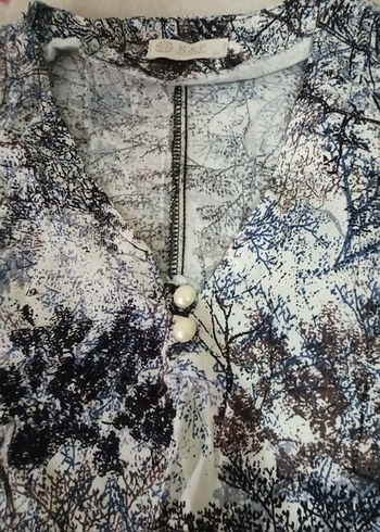 Gri Desenli V Yaka Uzun Kadın Elbise - Görsel 4