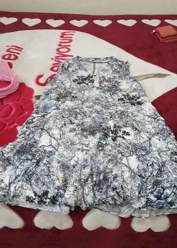 Gri Desenli V Yaka Uzun Kadın Elbise - Görsel 2