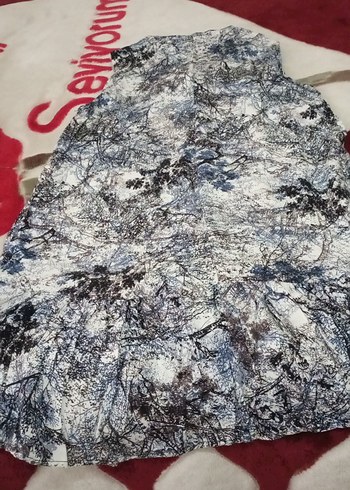 Gri Desenli V Yaka Uzun Kadın Elbise - Görsel 8