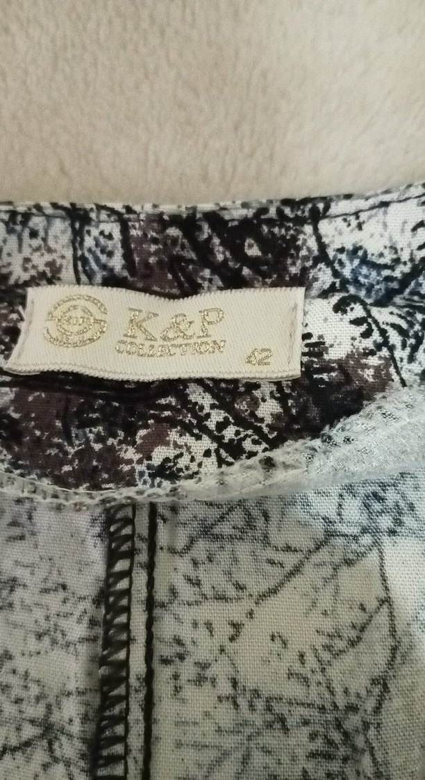 Gri Desenli V Yaka Uzun Kadın Elbise - Görsel 5