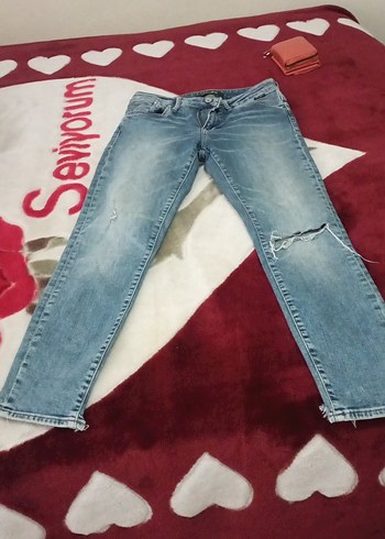 Kadın Mavi Normal Boy Yırtık Jean - Görsel 2