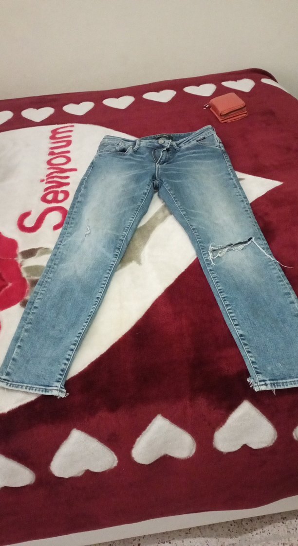 Kadın Mavi Normal Boy Yırtık Jean - Görsel 2