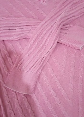 Pembe V Yaka Kadın Triko Kazak - Görsel 8