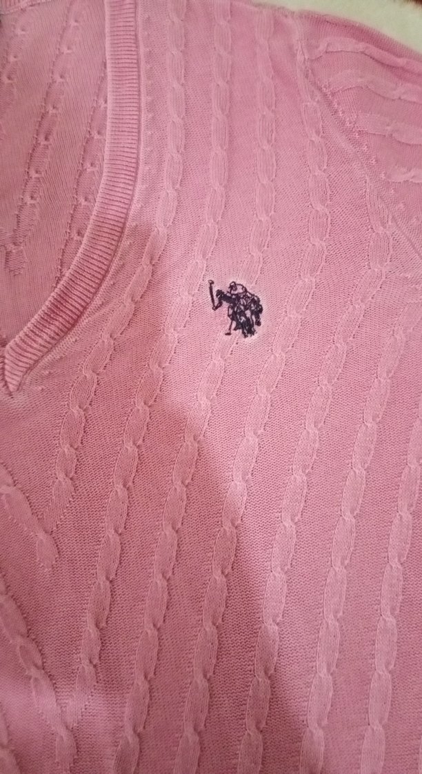 Pembe V Yaka Kadın Triko Kazak - Görsel 4