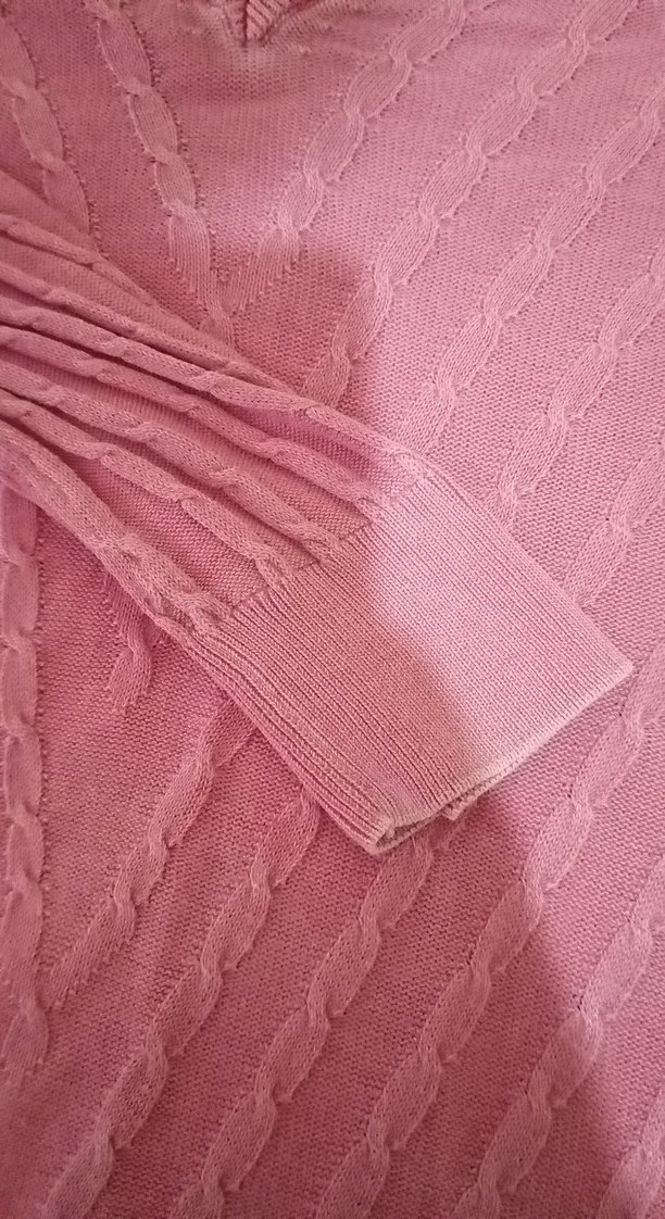 Pembe V Yaka Kadın Triko Kazak - Görsel 5