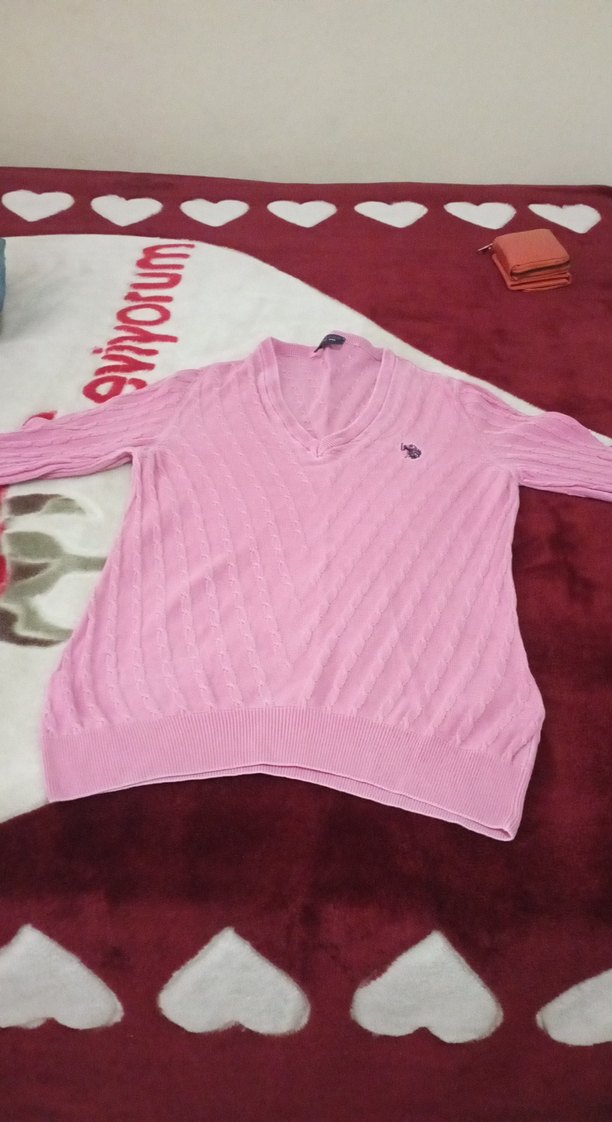 Pembe V Yaka Kadın Triko Kazak - Görsel 3