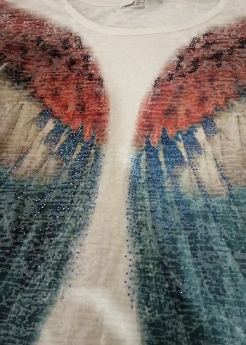 Kız Çocuk Çok Renkli Bohem Kısa Kollu Tişört - Görsel 4