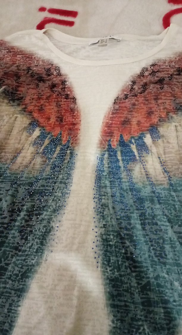 Kız Çocuk Çok Renkli Bohem Kısa Kollu Tişört - Görsel 4