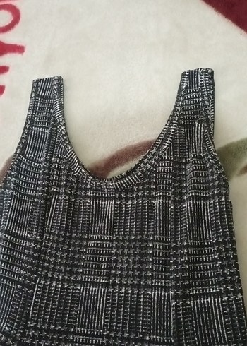 Gri Ekose Desenli  Salaş Elbise - Görsel 4