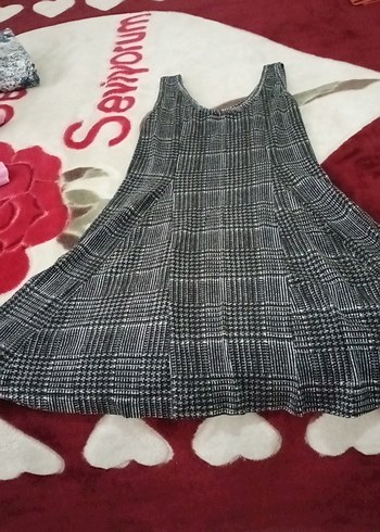 Gri Ekose Desenli  Salaş Elbise - Görsel 2