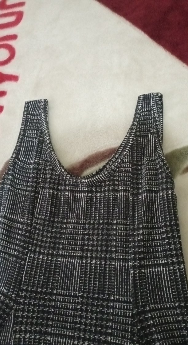 Gri Ekose Desenli  Salaş Elbise - Görsel 4