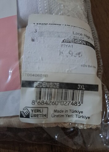universal Beden Suwen 3'lü slip Külot 3XL